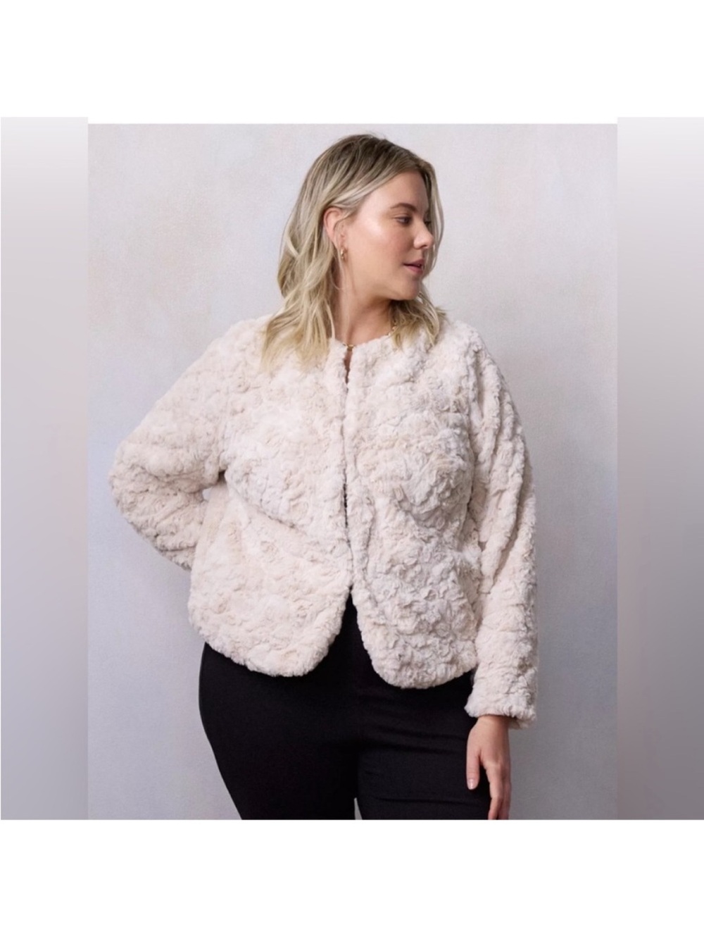 Lc Lauren conrad Cozy Plush Faux Fur Jacket - Cream